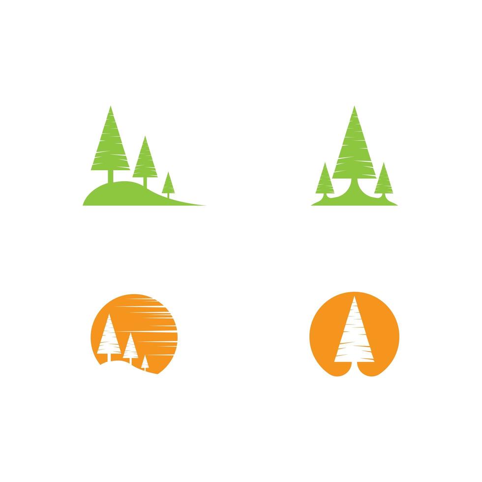 conjunto de iconos de logotipo de árbol de cedro vector