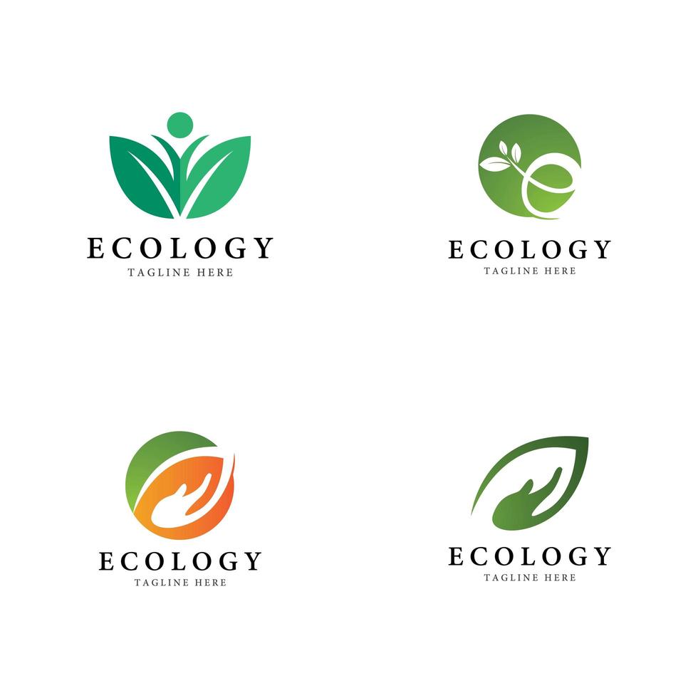 Tree leaf logo icon set vector