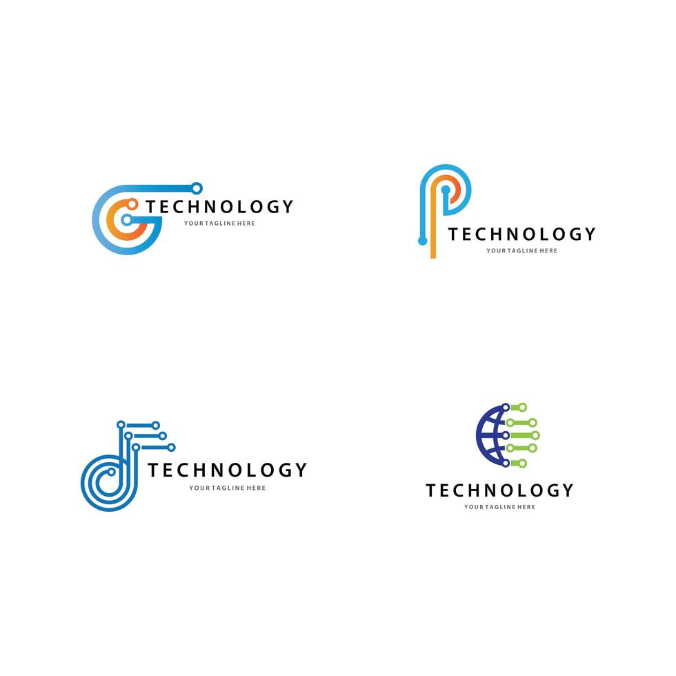 conjunto de iconos de logotipo de tecnología vector