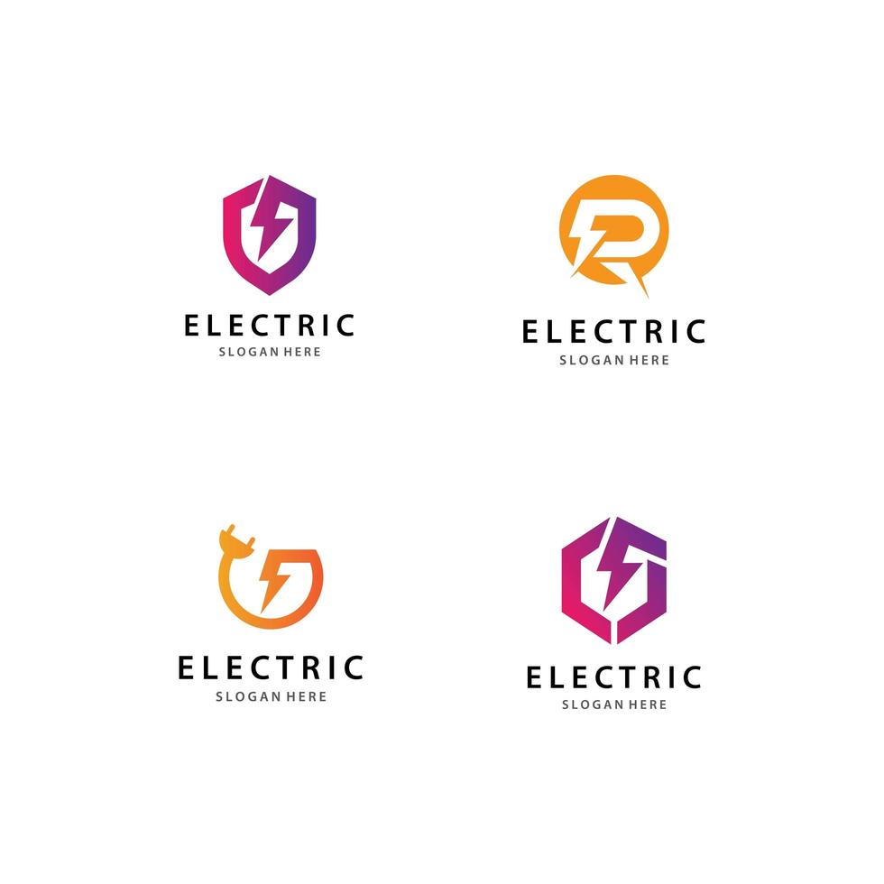 Electric logo icon set vector