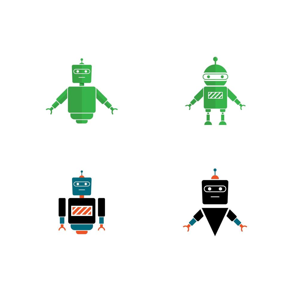 Robot technology logo set vector