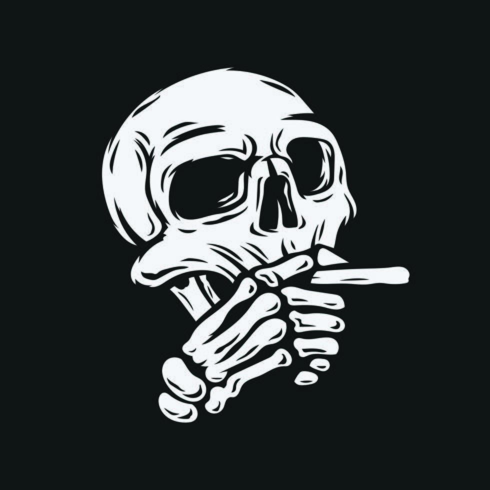 skull smoking cigarette vector