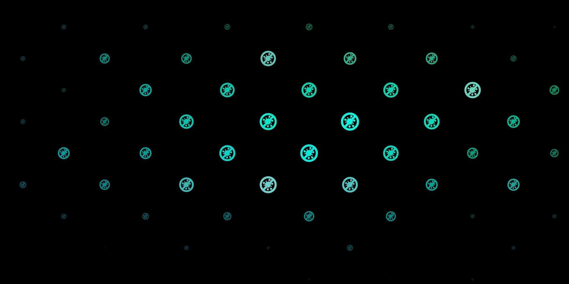 Dark Green vector background with covid-19 symbols.