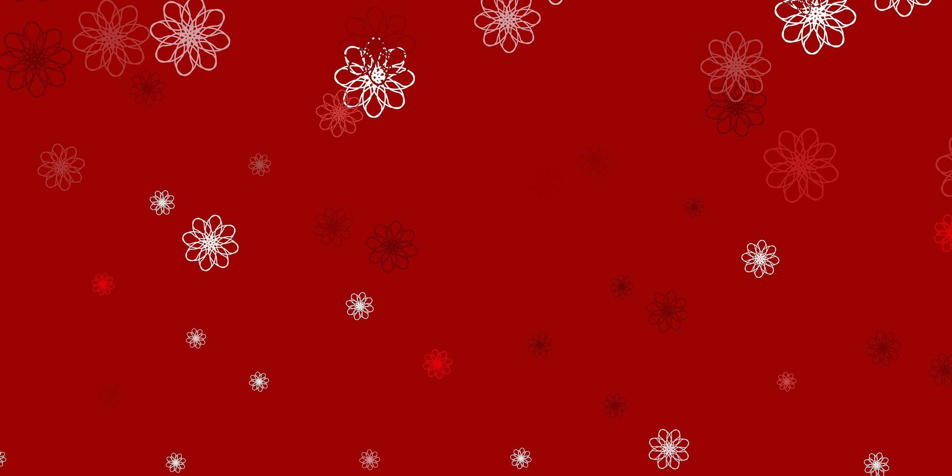 textura de doodle de vector rosa claro, rojo con flores.