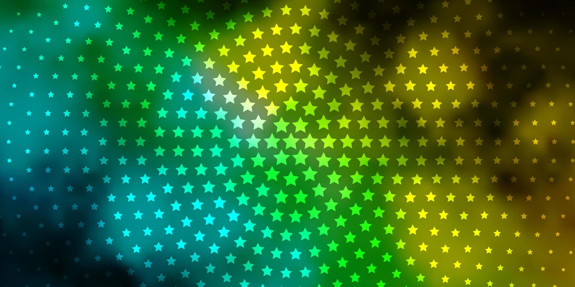 Fondo de vector azul claro, verde con estrellas de colores.