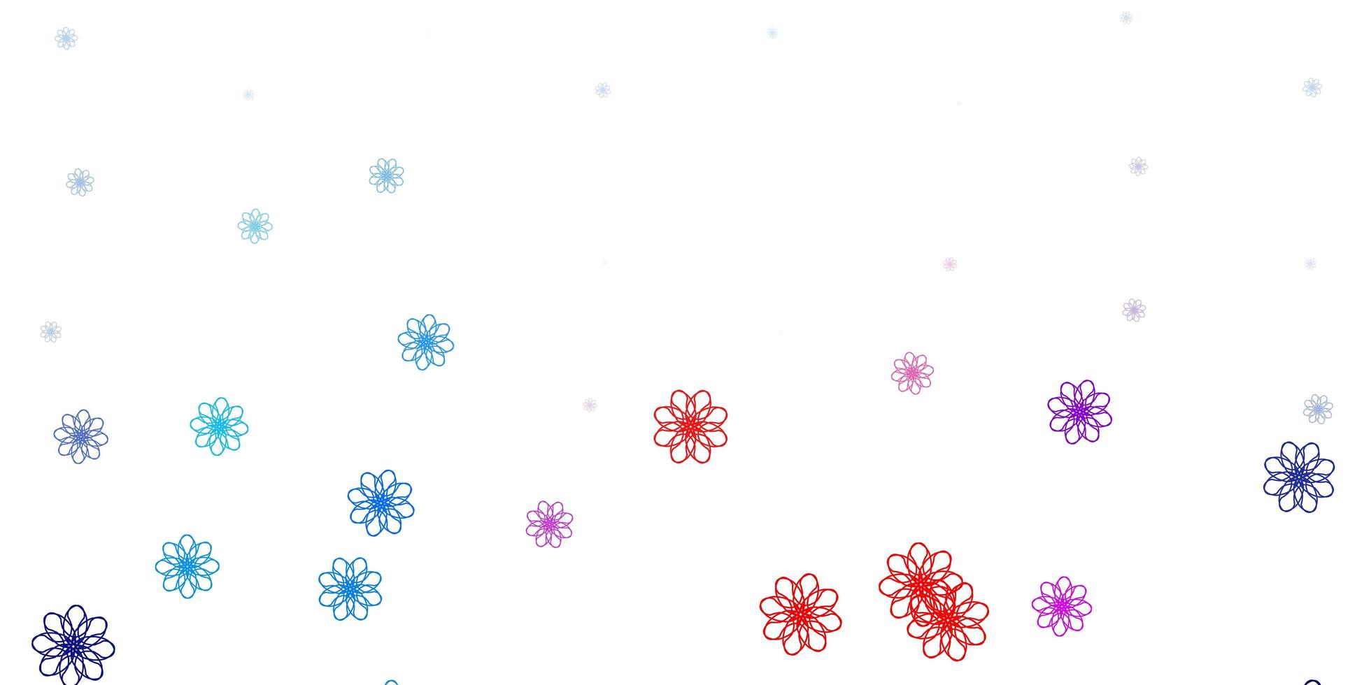 Light Blue, Red vector doodle template with flowers.