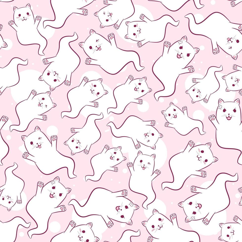 Kawaii seamless pattern with ghost cats for kids and babies vector