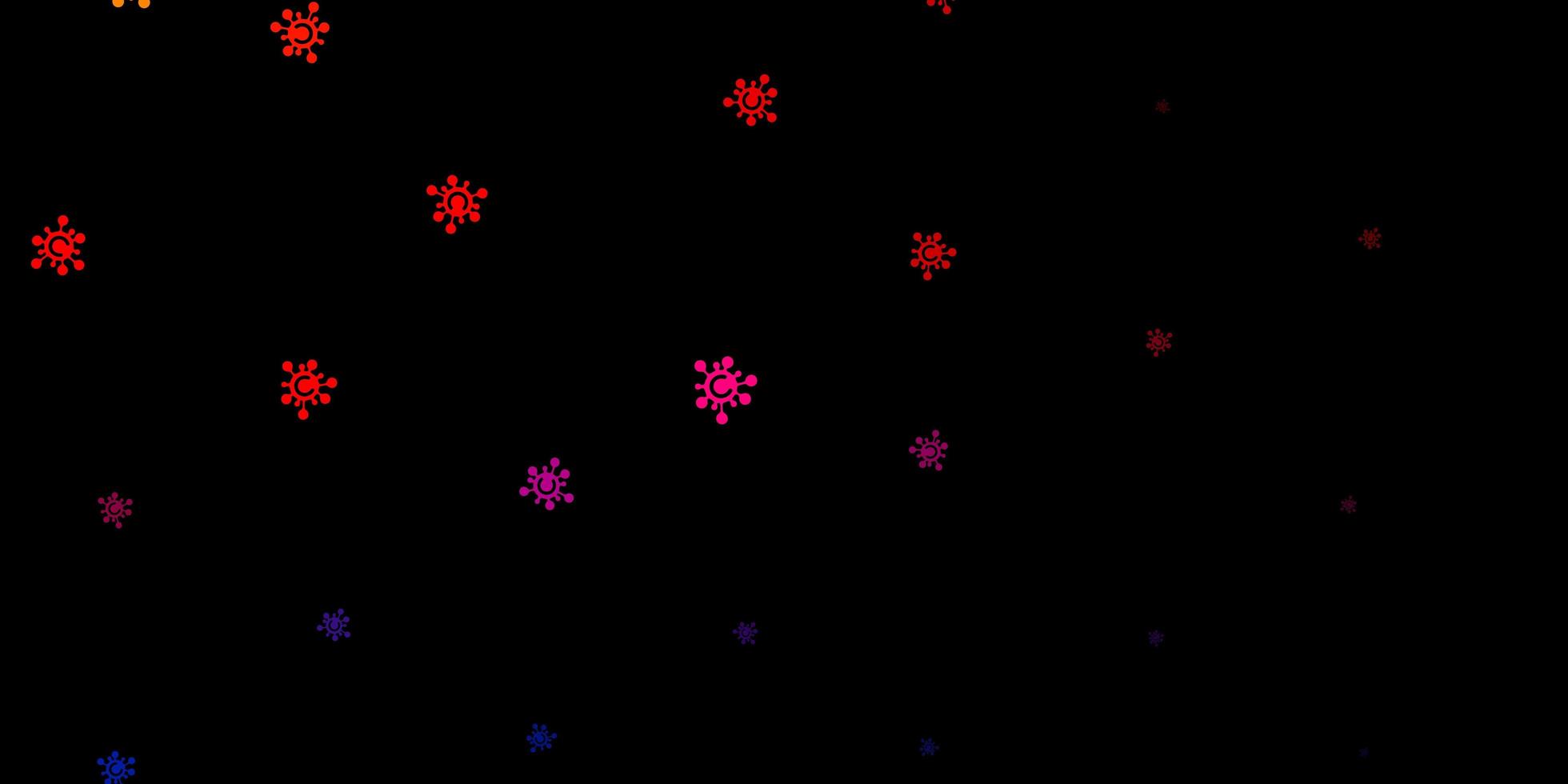 Dark blue, red vector texture with disease symbols.