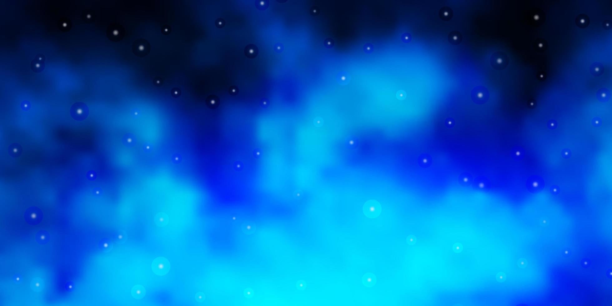 Fondo de vector azul oscuro con estrellas pequeñas y grandes.