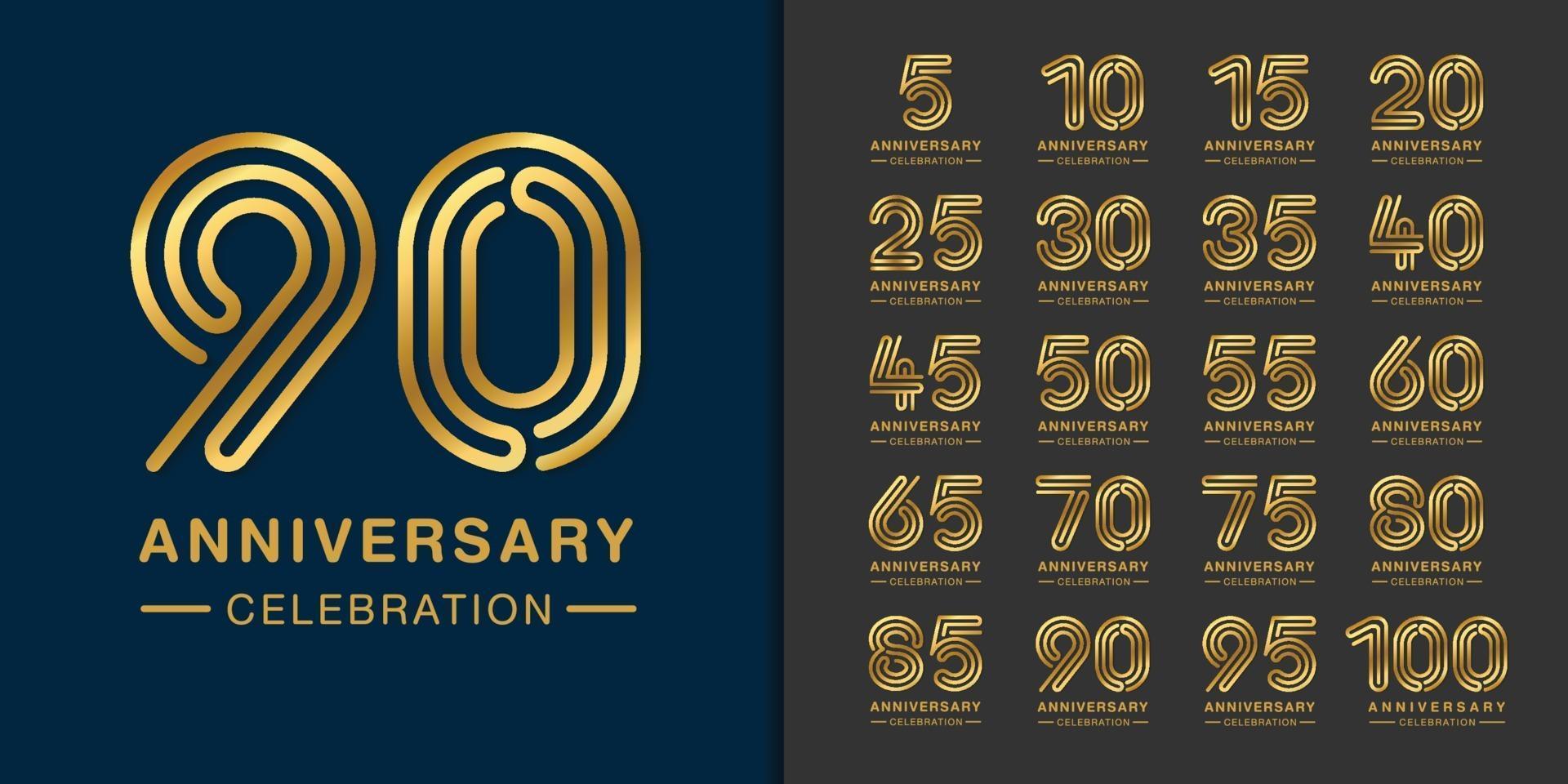 conjunto de logotipo de aniversario premium vector