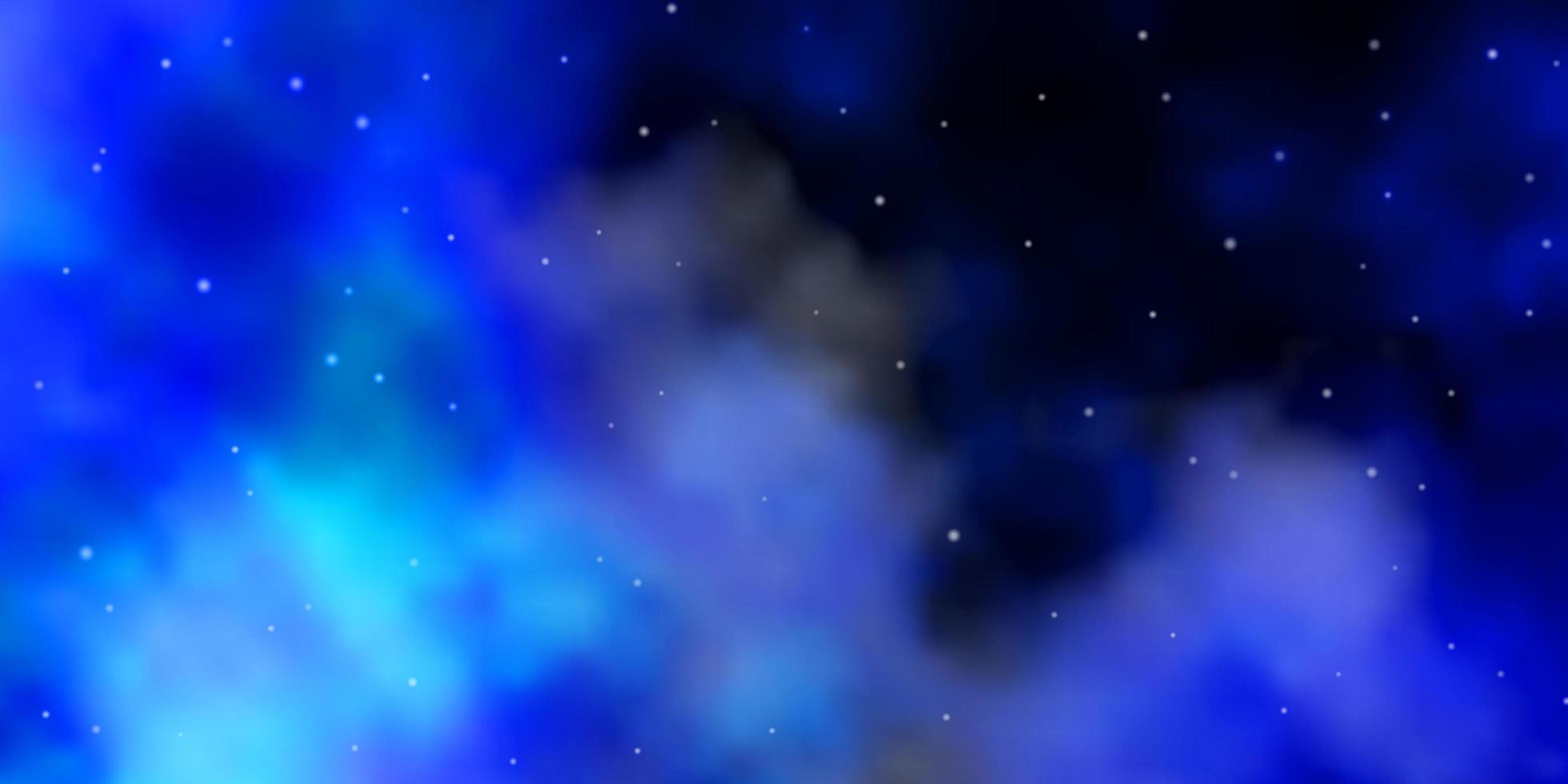 Fondo de vector azul oscuro con estrellas pequeñas y grandes.