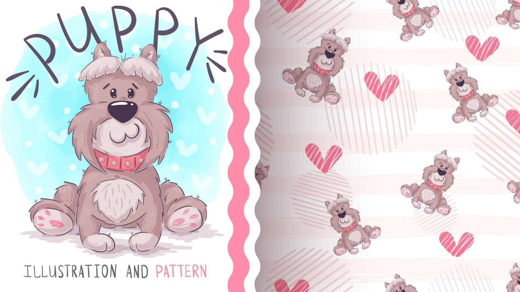 Shaggy puppy seamless pattern vector