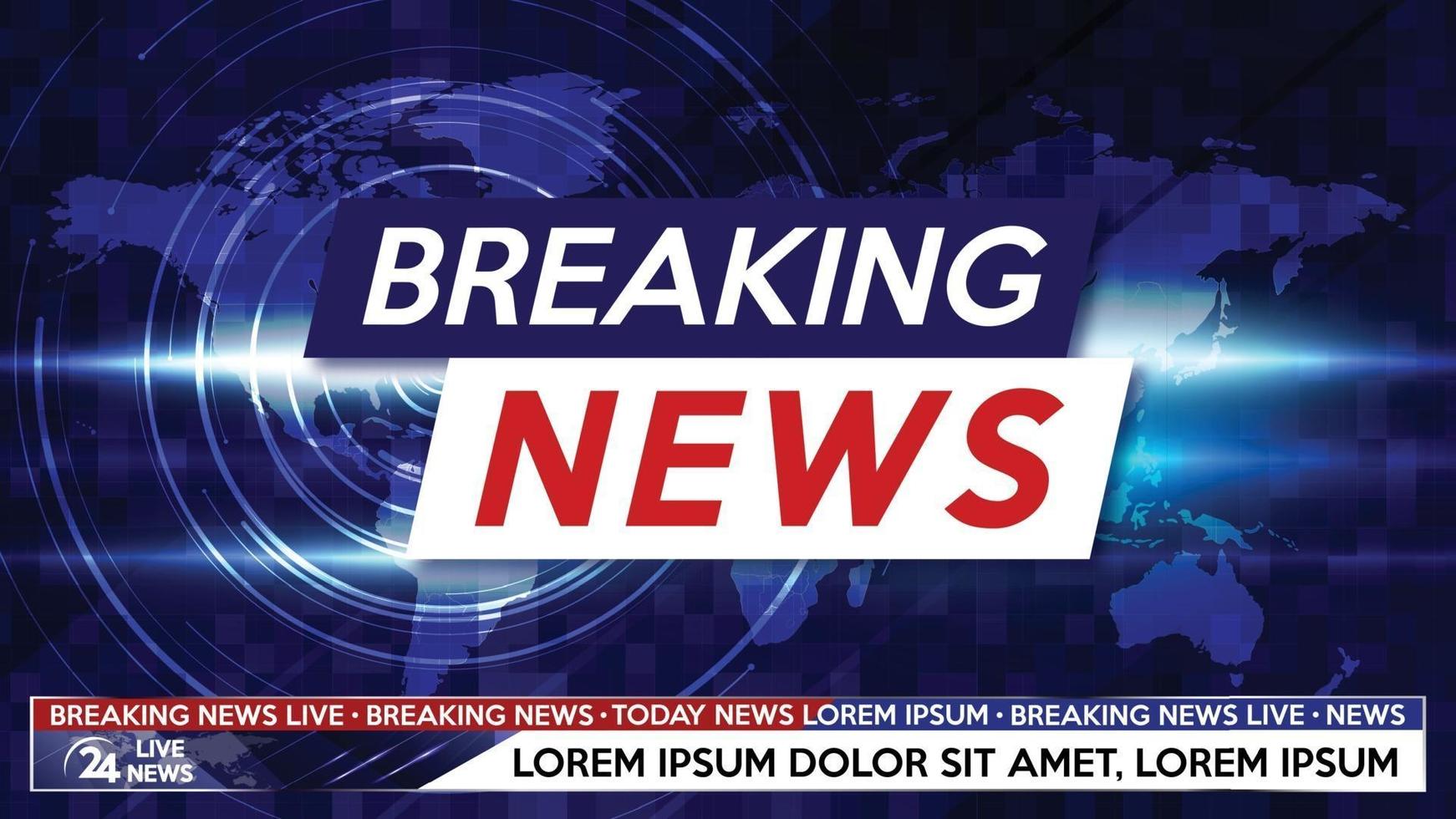 Breaking news live on world map background. vector