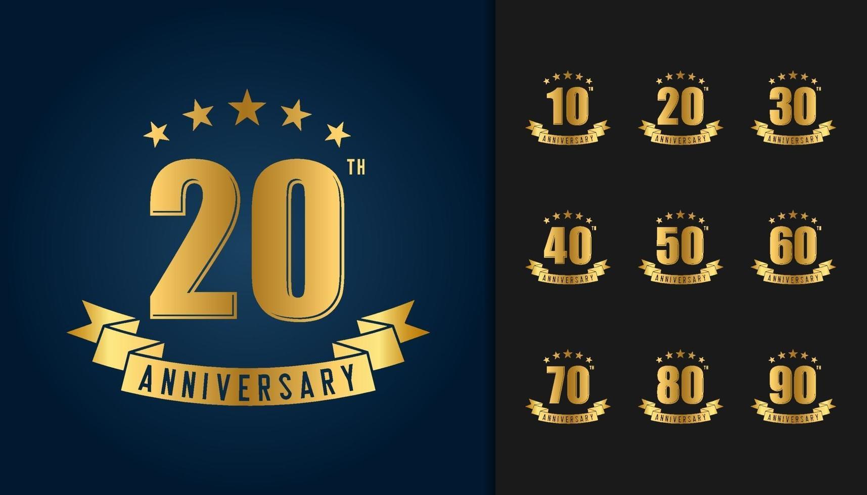 conjunto de logotipo de aniversario vector