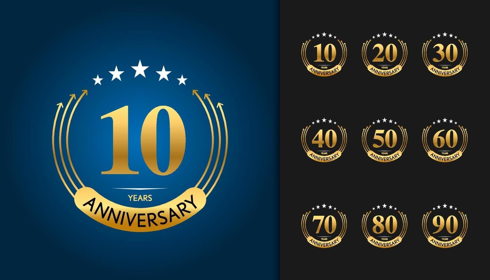 conjunto de logotipo de aniversario vector