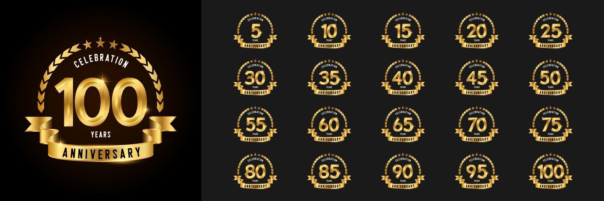 Set of anniversary logotype vector