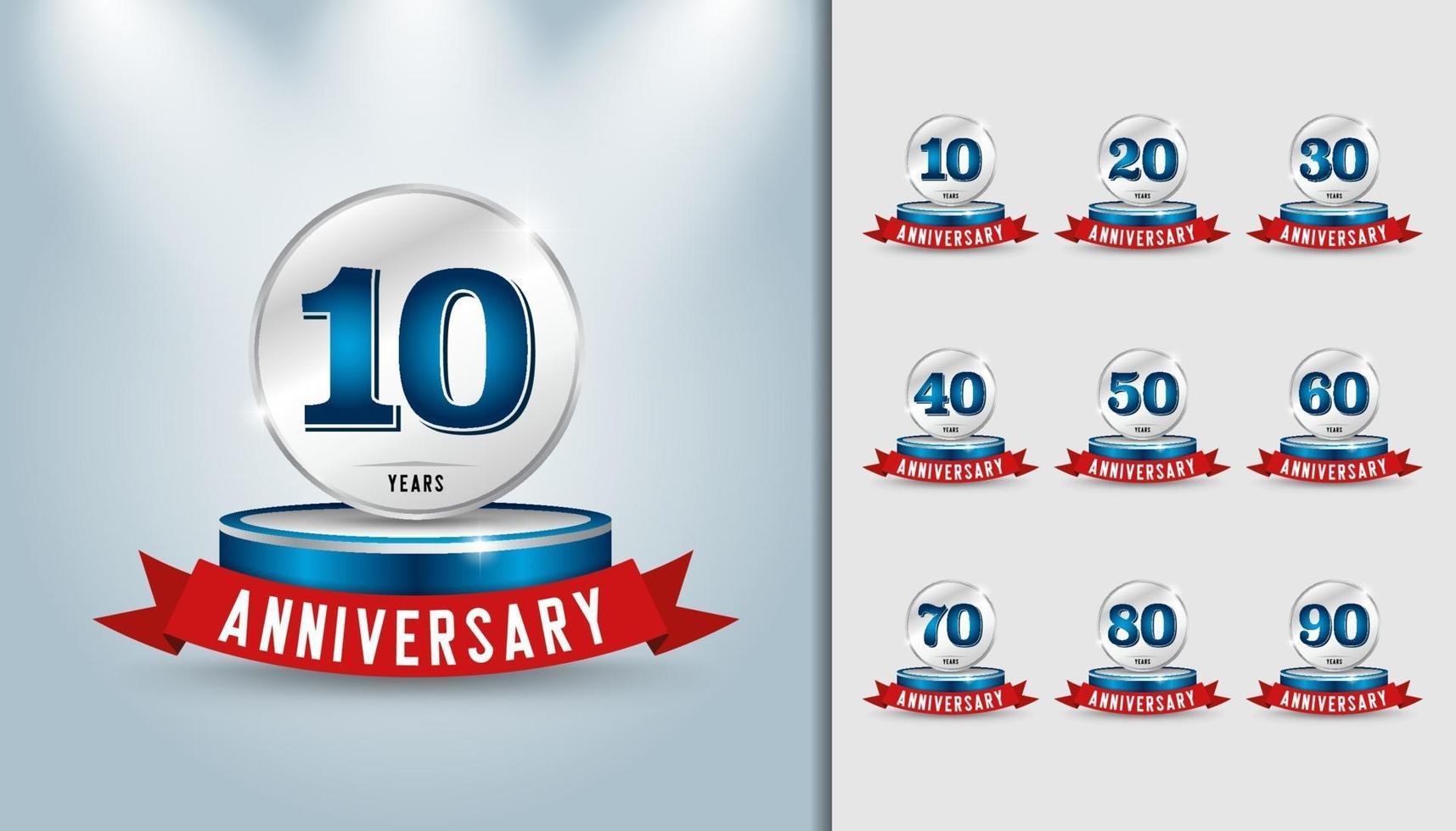 Set of anniversary trophy vector