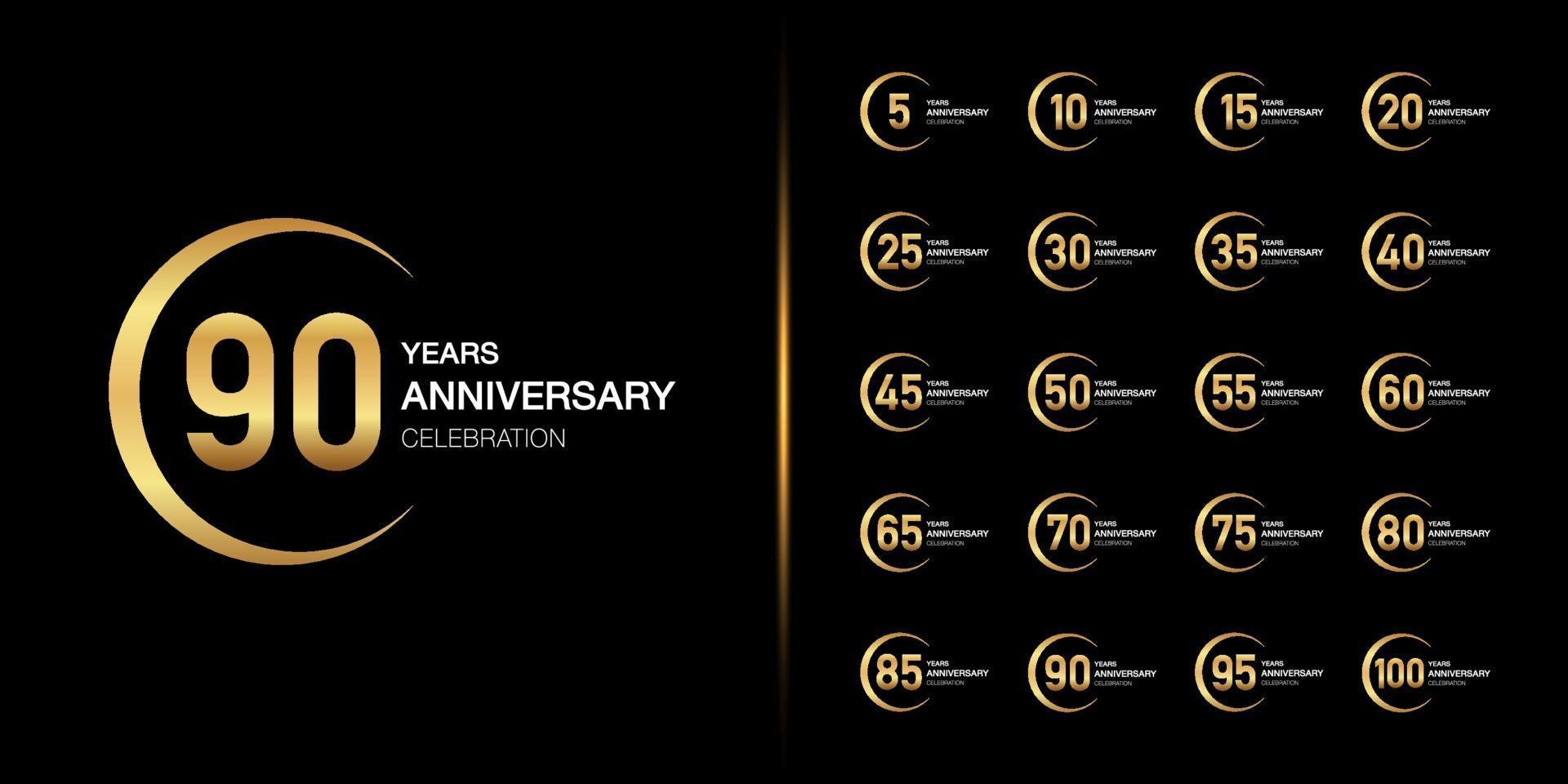 Golden anniversary celebration emblem design set vector