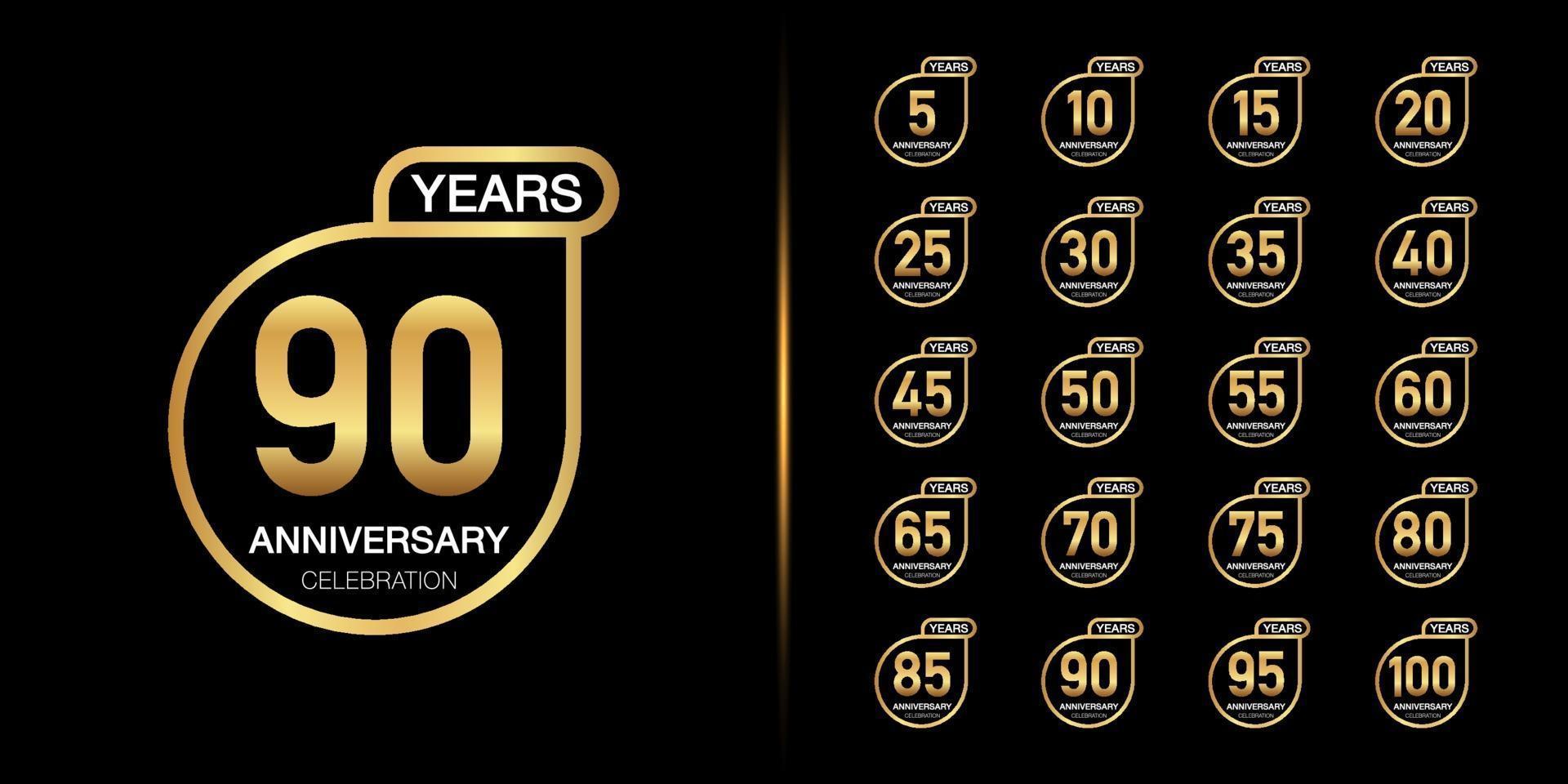 Golden anniversary celebration emblem design set vector