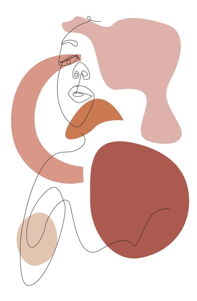 Abstract contemporary modern composition with line art face vector