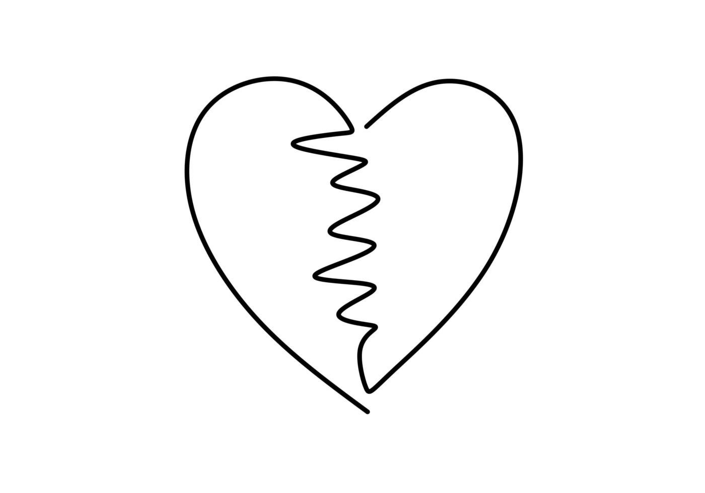 Continuous line drawing of love heart sign. One hand drawn minimalism, vector illustration. Romantic and wedding symbol