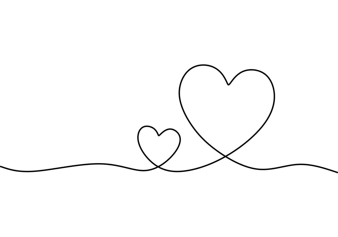Diseño del día de San Valentín del fondo del corazón, dibujo continuo de una línea. Ilustración de vector de minimalismo con símbolo de amor.