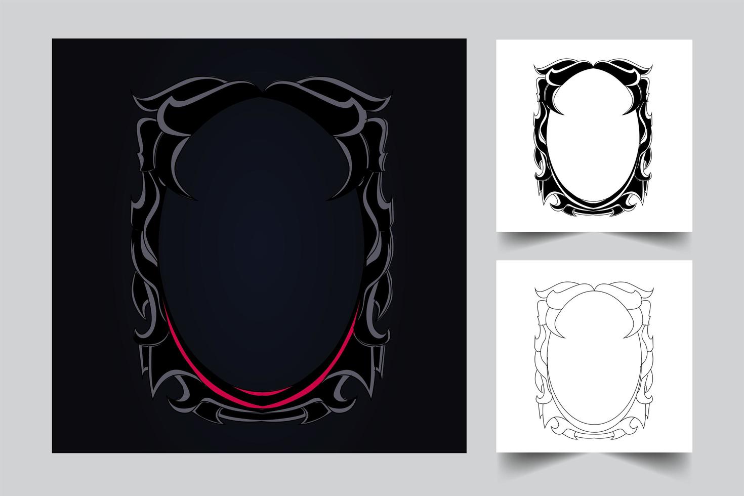 Vector vintage border frame engraving with retro ornament pattern set