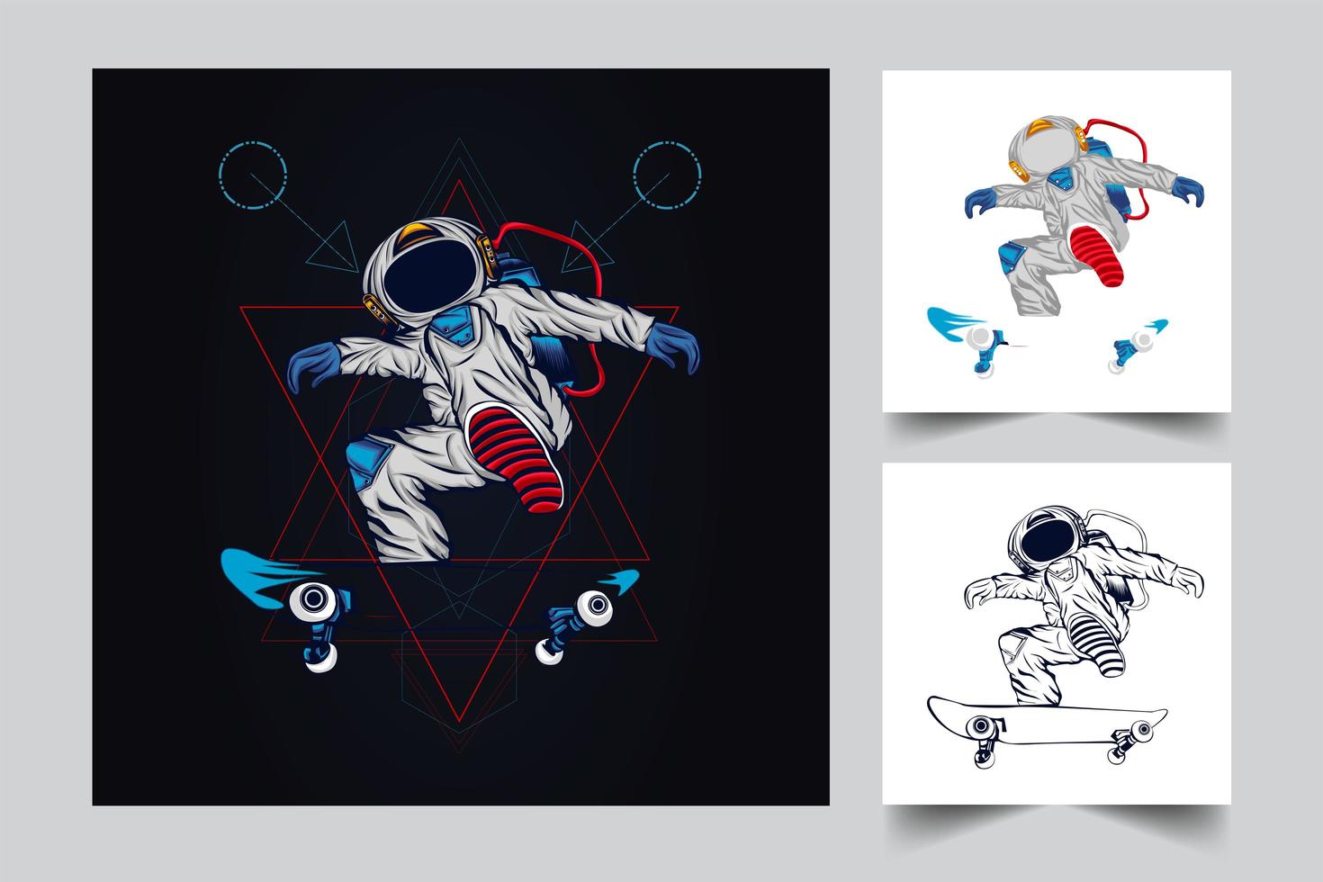 ilustración de ilustraciones de patineta astronauta vector