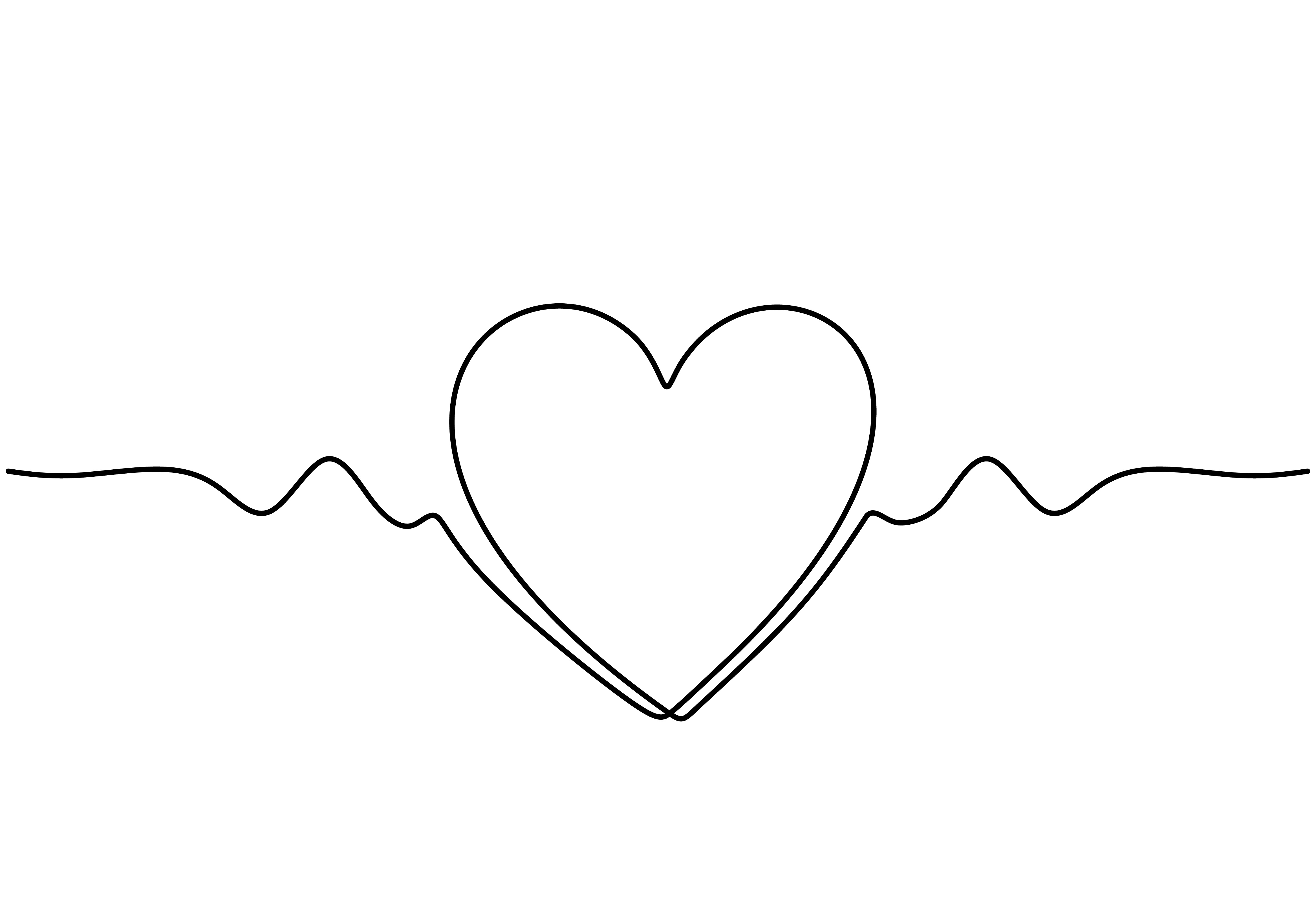 Cute heart one line drawing. Continuous hand drawn wave of love ...
