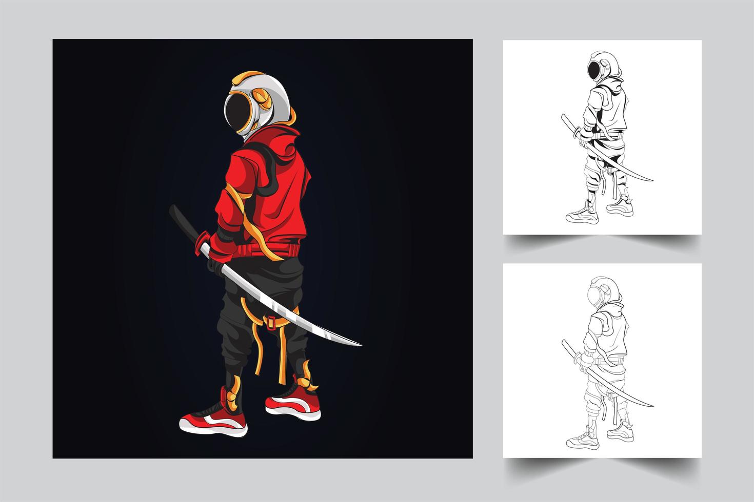 astronaut sword artwork illustration vector