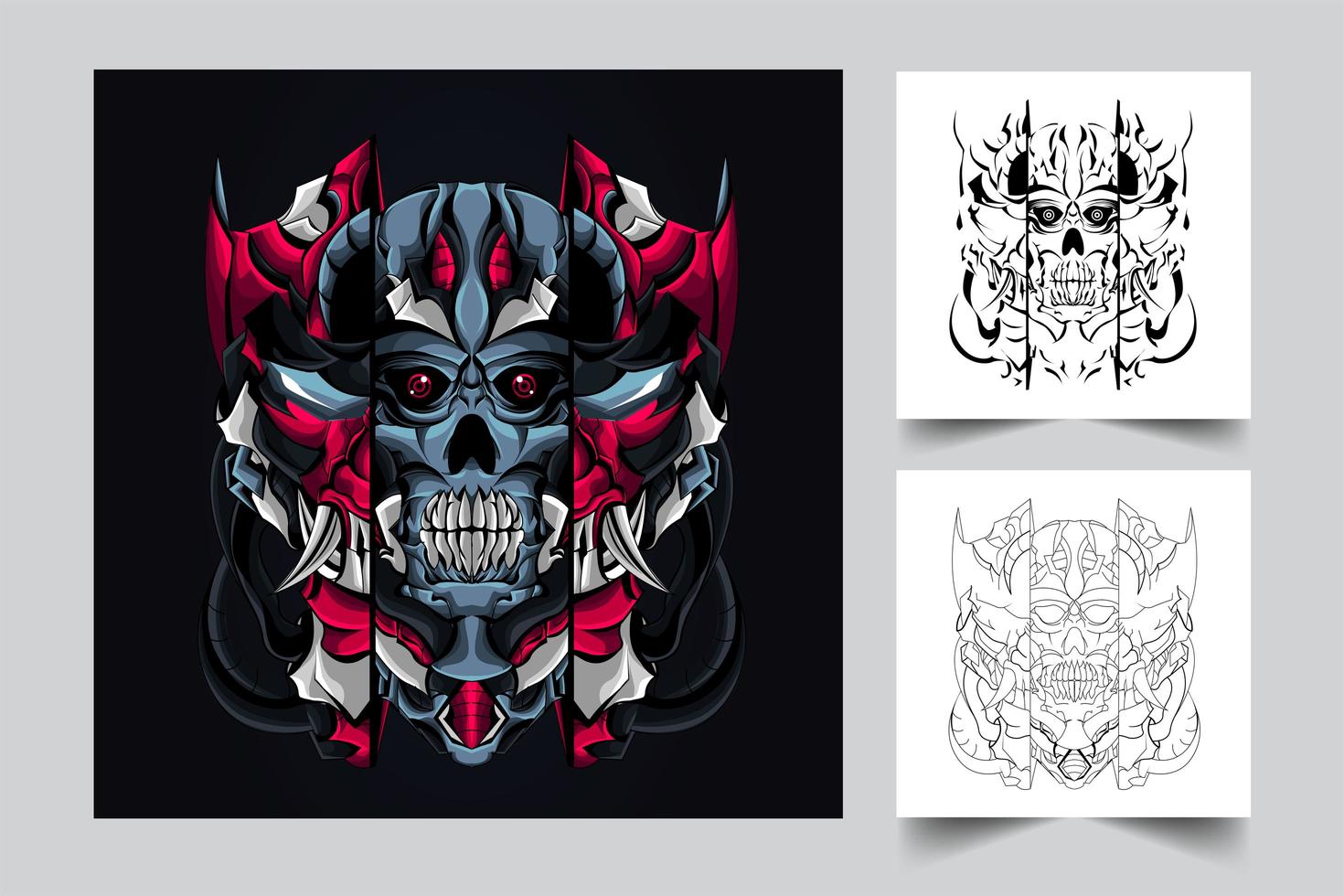 mecha skull artwork illustration vector