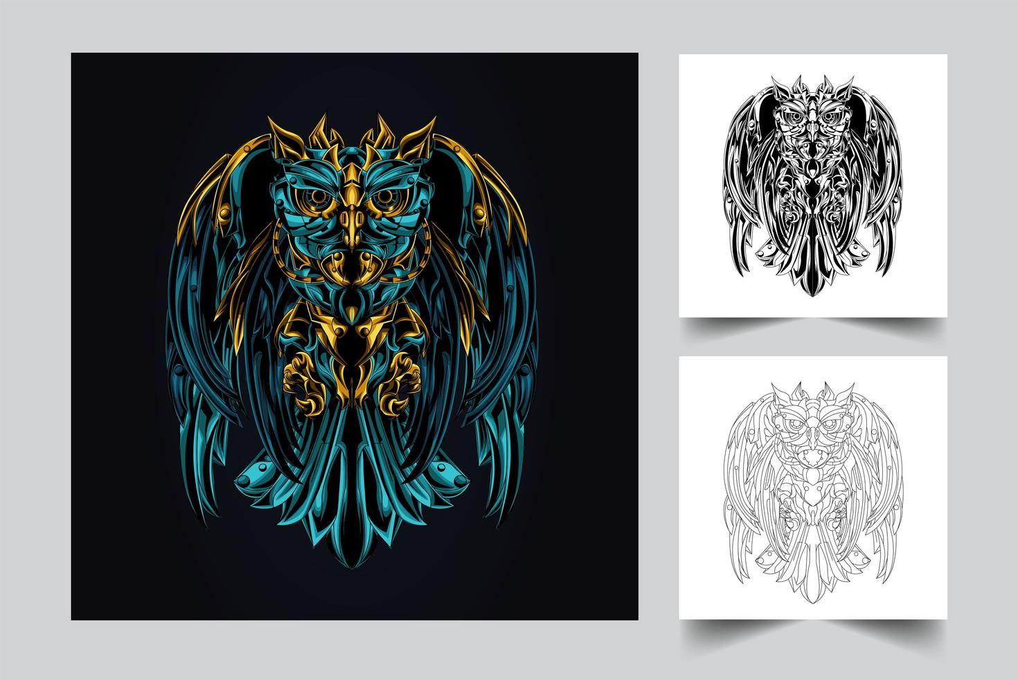 owl robotic artwork illustration vector