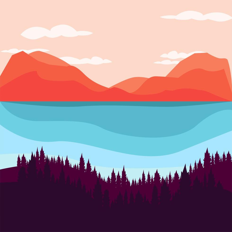 beautiful natural scenery artwork illustration vector