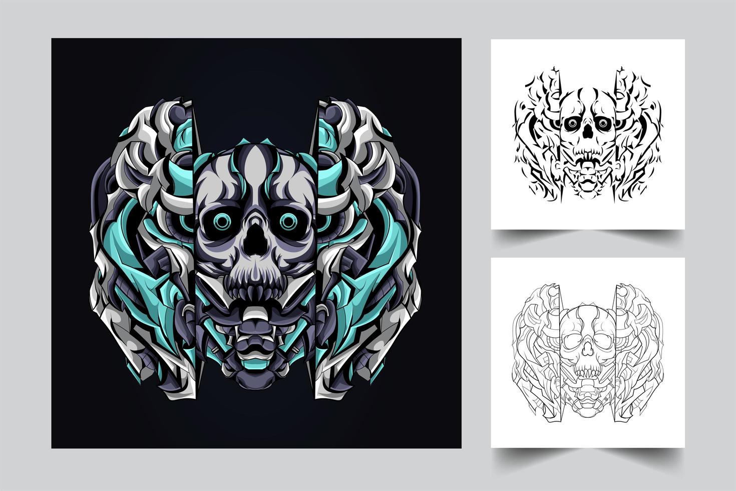 skull mecha satan artwork illustration vector