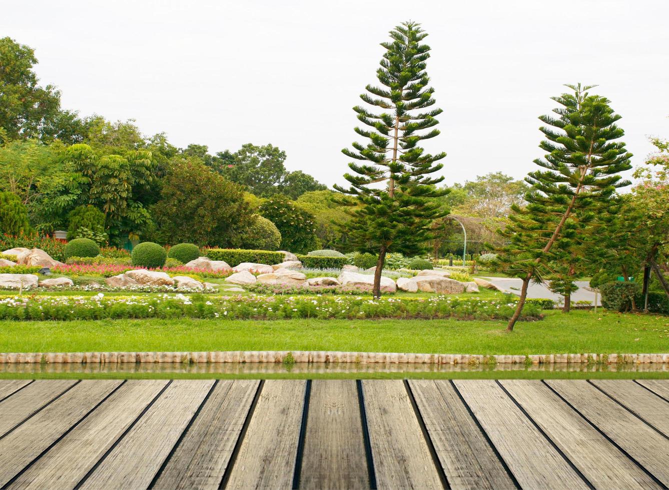 Table in Japanese garden photo