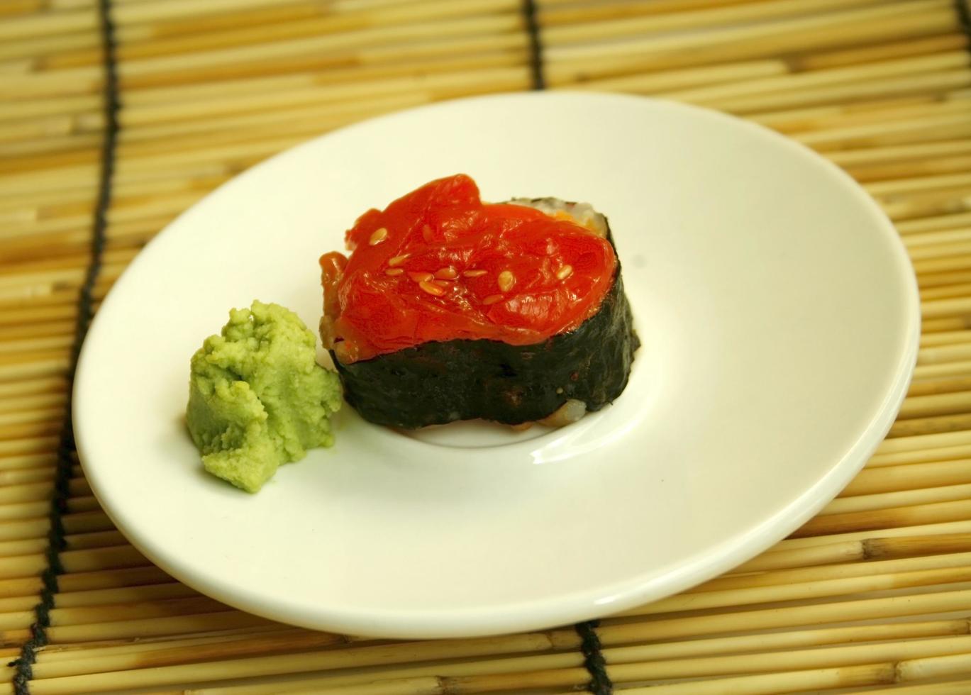 Red sushi roll photo