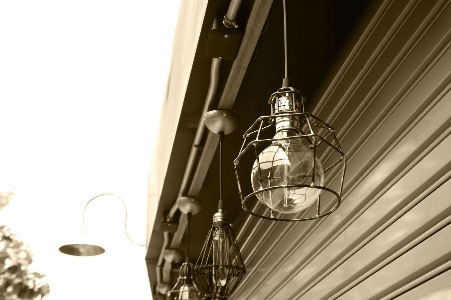 Outdoor lamps on building photo