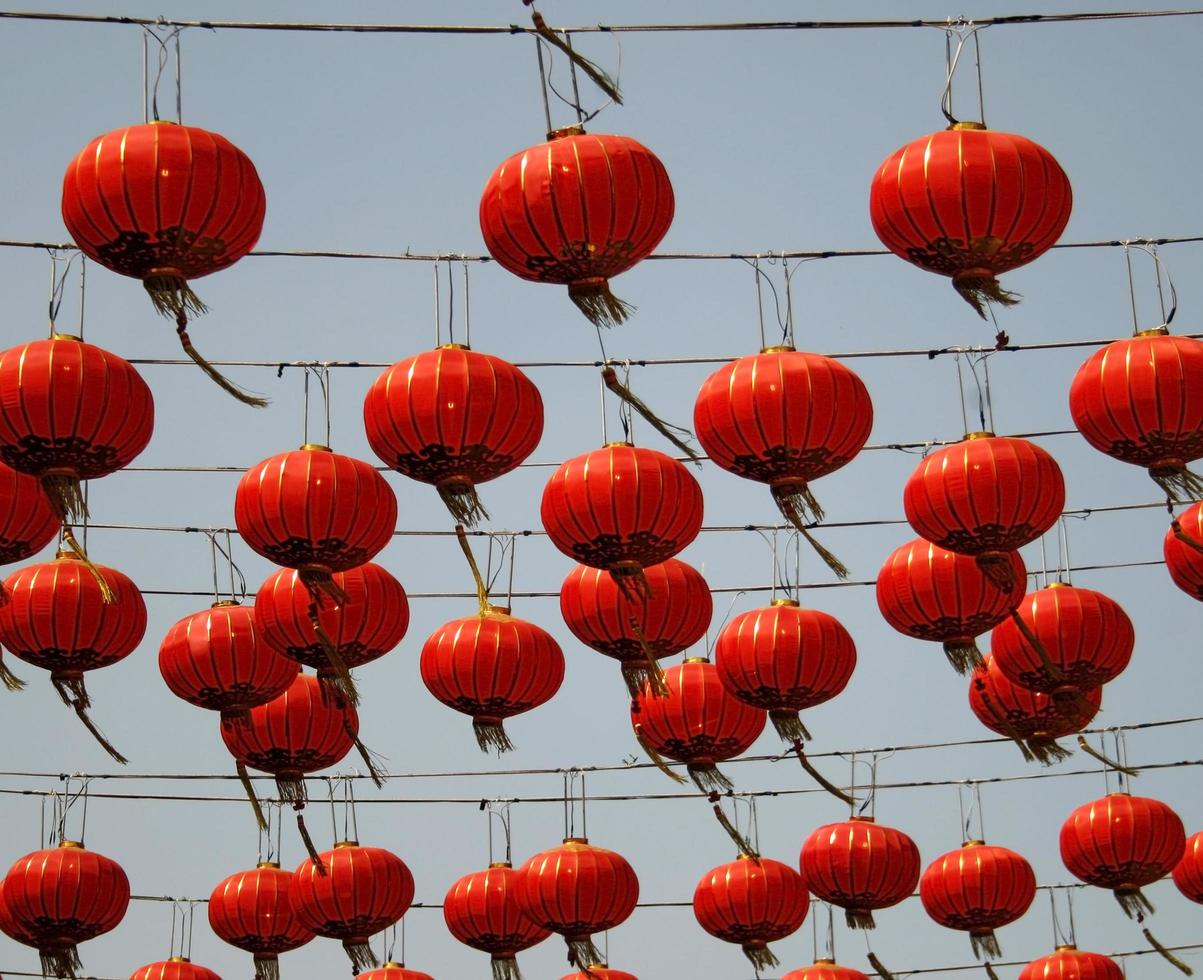 Red string lanterns photo