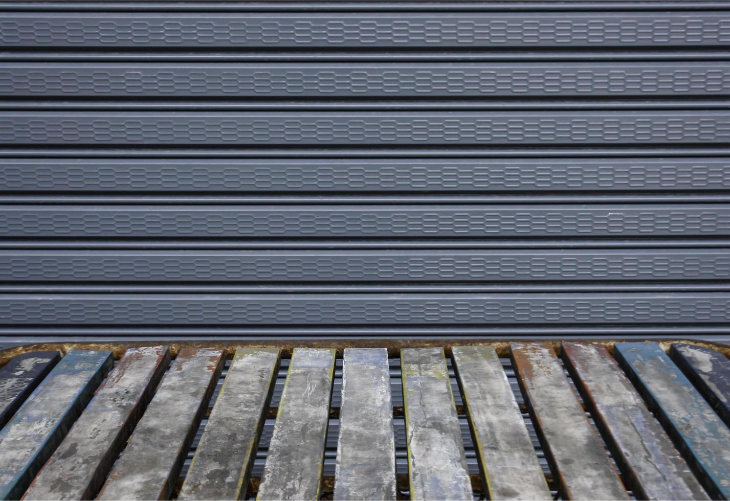 Wood table and grey background photo