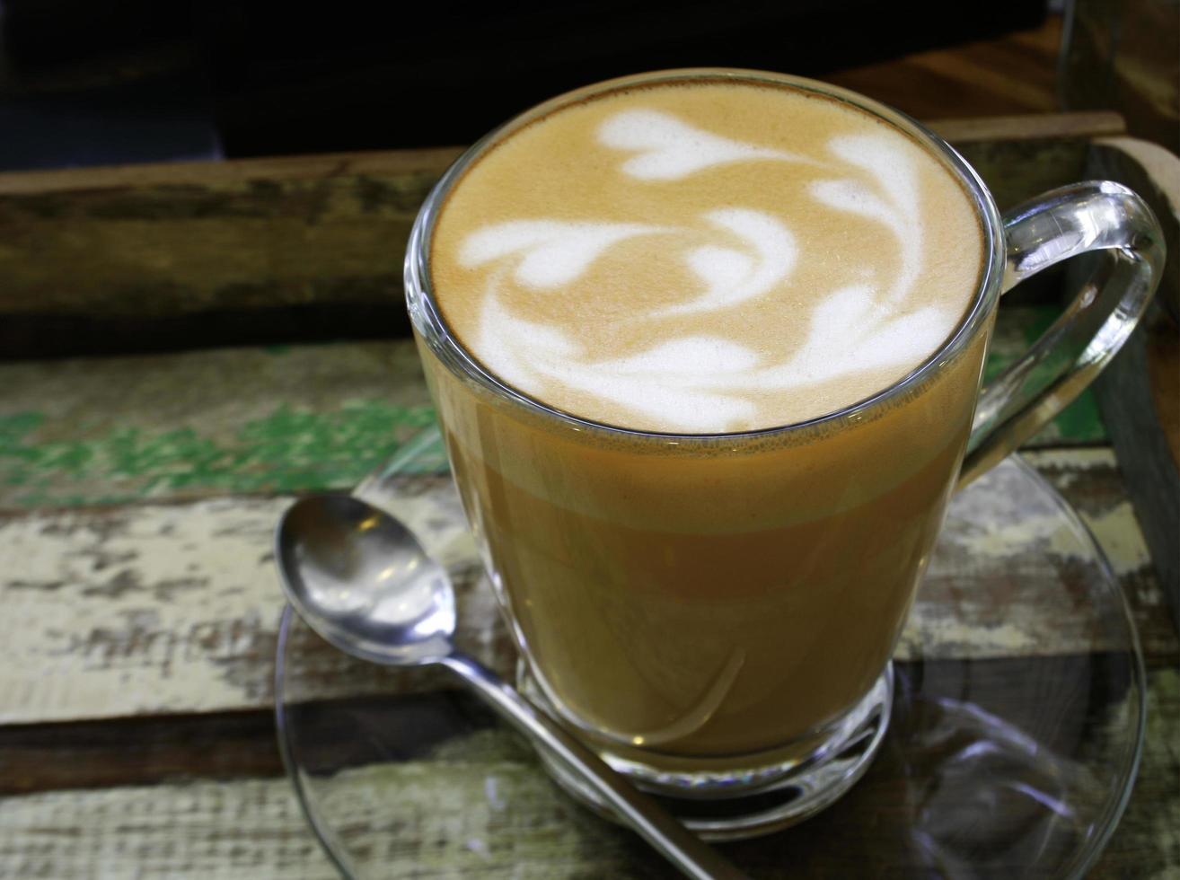 Latte art on table photo