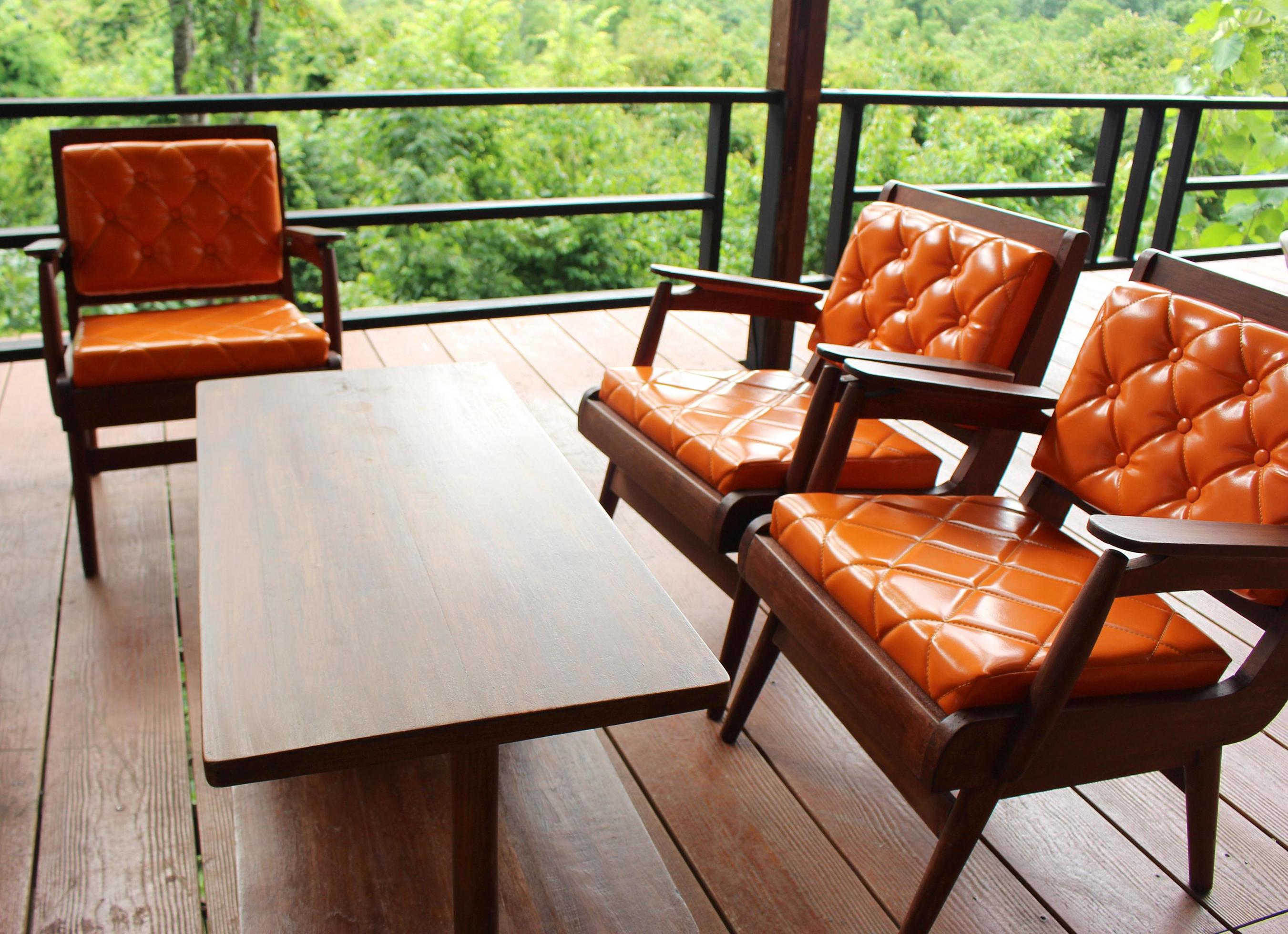 Outdoor seating and table 1960418 Stock Photo at Vecteezy