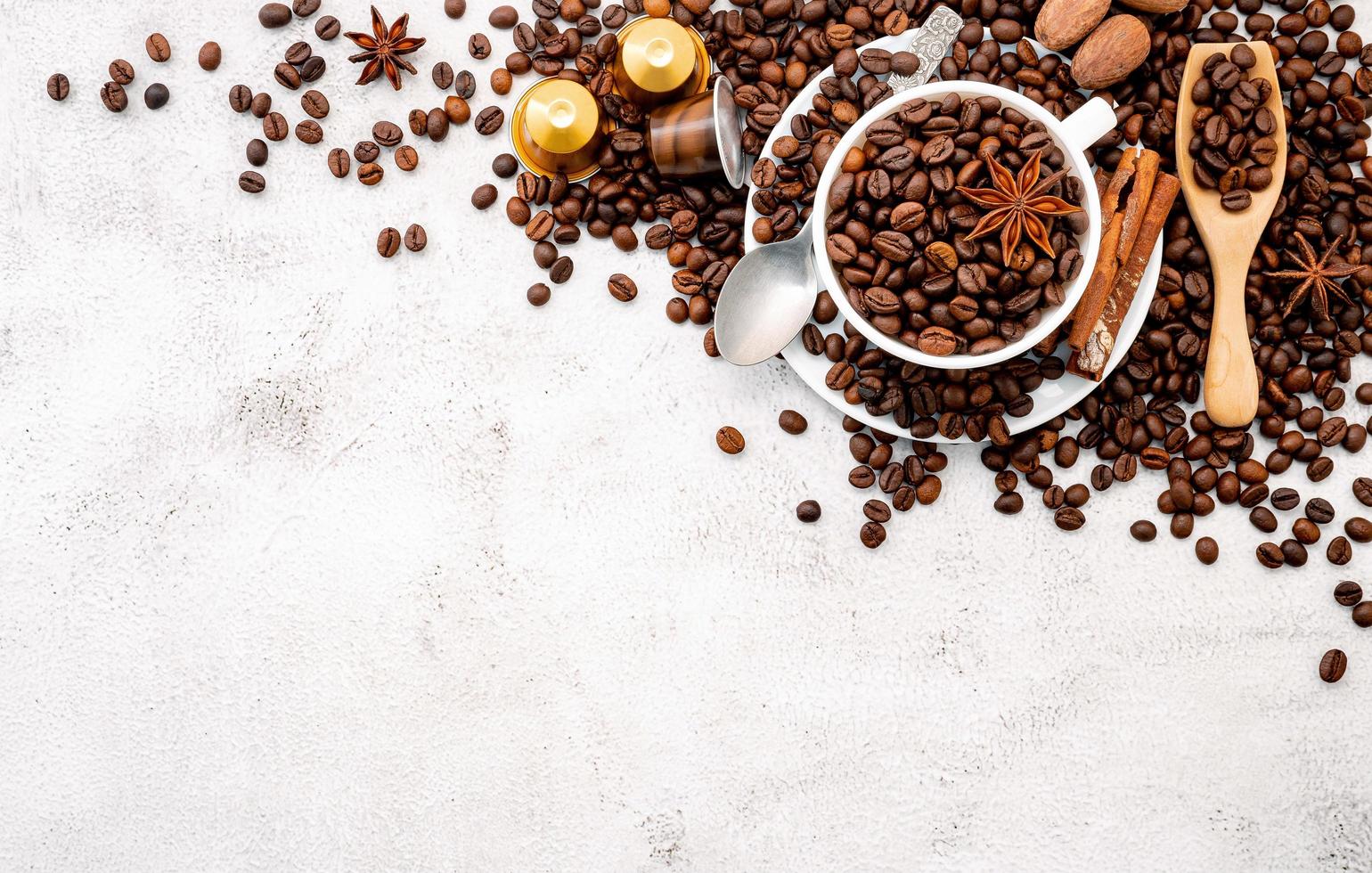 Background of dark roasted coffee beans photo