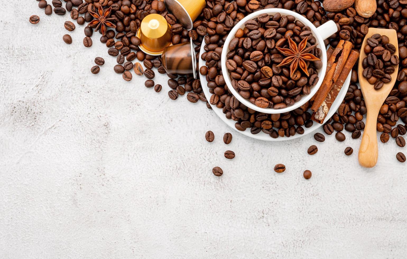 Background of dark roasted coffee beans photo