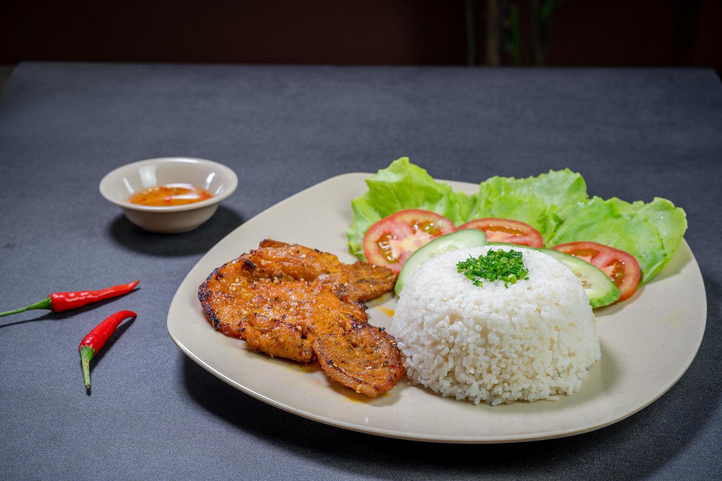 Pork and rice dish photo