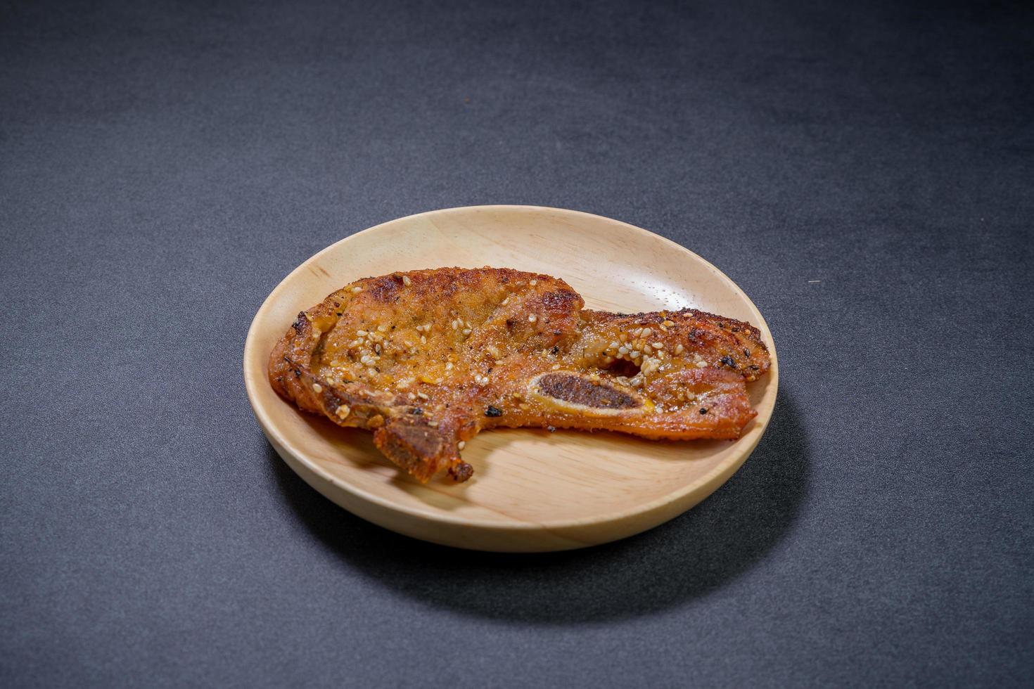 Fried pork on a plate photo