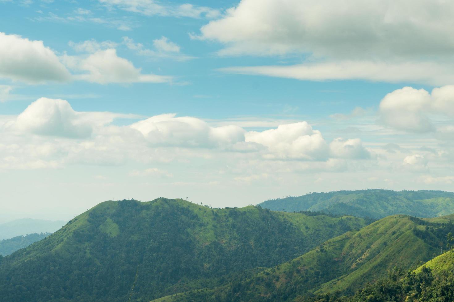 montañas y bosques por la mañana foto