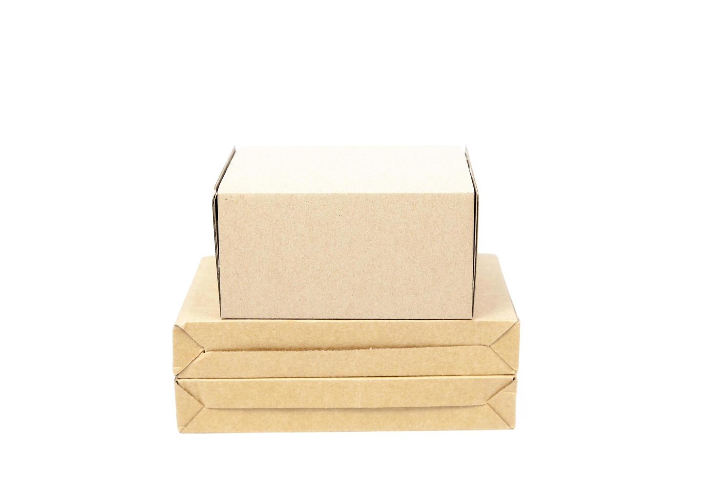 Brown paper boxes paper on white background photo