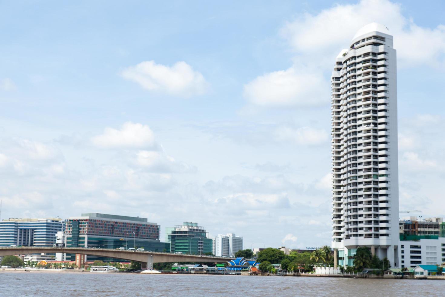 Buildings along the river in Bangkok photo