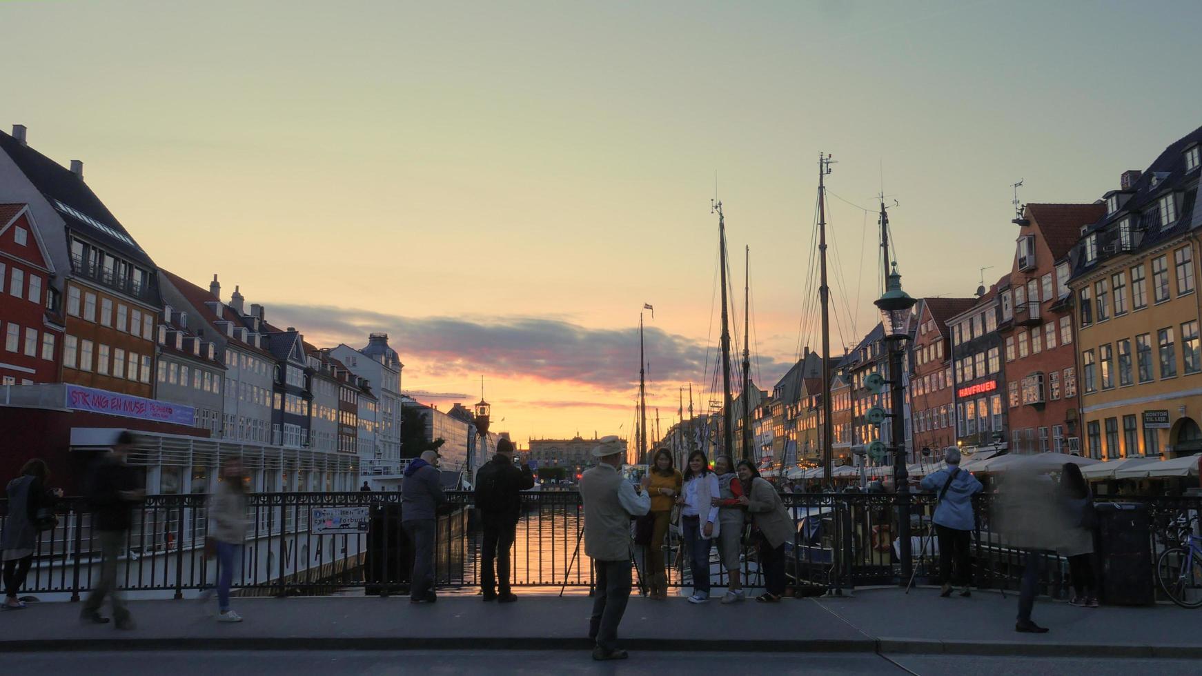 Copenhagen, Denmark, 2020 - Copenhagen harbor at sunset photo