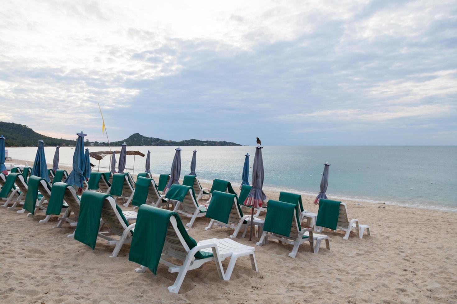 sillas en la playa en tailandia foto